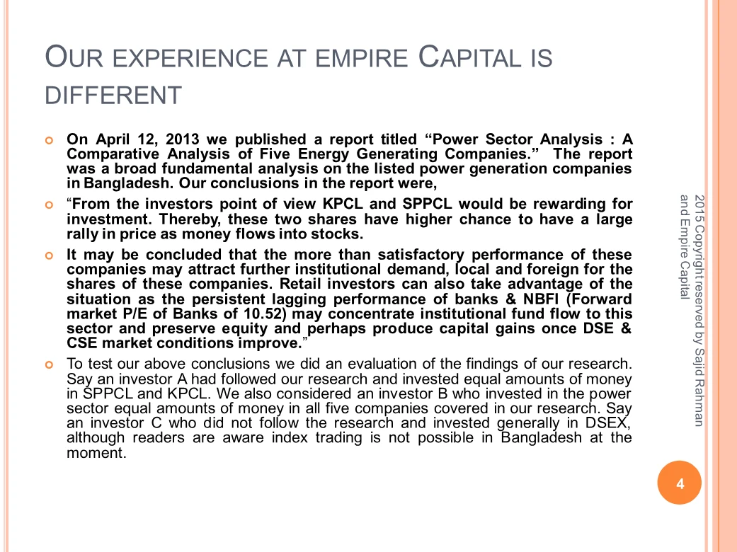 The April 2013 power sector call, page 4 of the Does Equity Research Work for Small Investors? report. Select the PDF download for selectable text and source links.